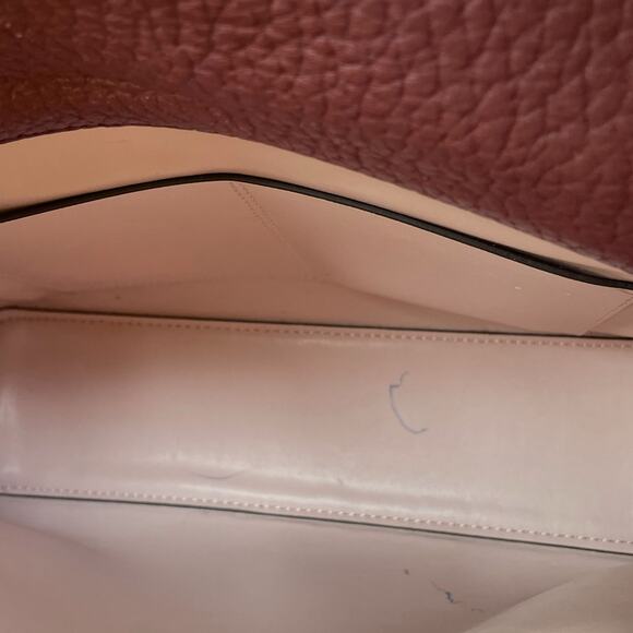 KATE SPACE NEW YORK Deep Burgundy Pebble Leather Shoulder Bag Great Condition - Picture 13 of 15